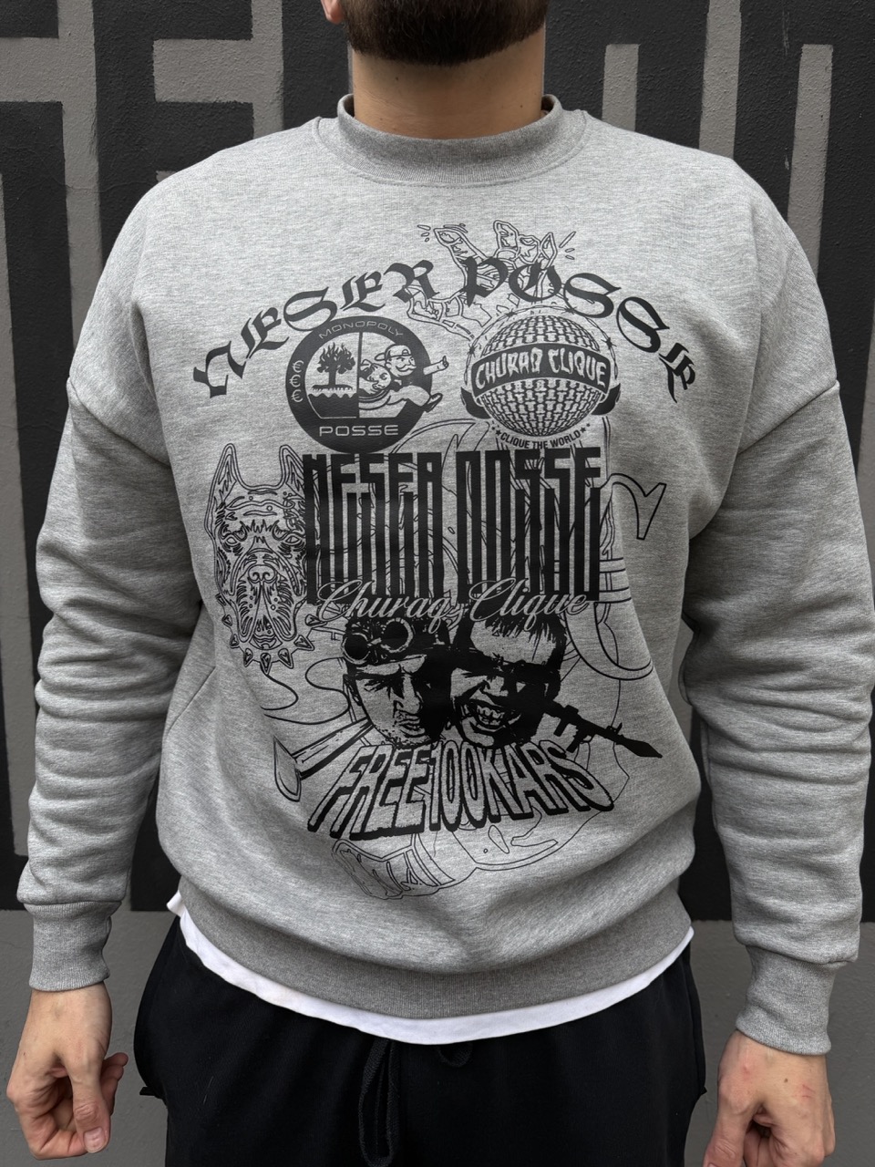 Crewneck – NESER/CHURAQ – šedá